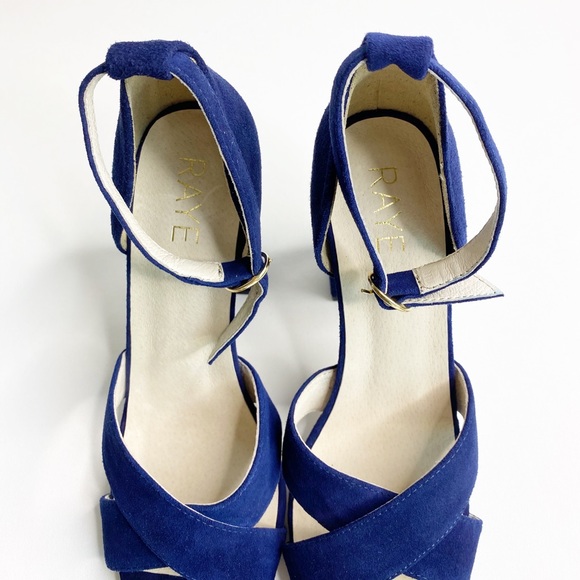 LAST CHANCE for Raye Suede Baker Ankle Strap Block Heel Navy 7.5 - Picture 8 of 11
